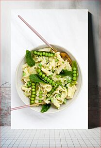 Πίνακας, Fresh Pea Pasta Salad Φρέσκια σαλάτα ζυμαρικών με μπιζέλια