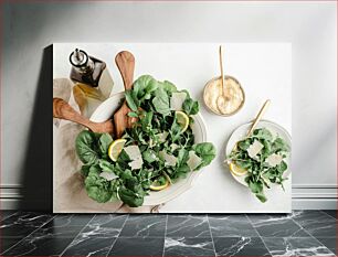 Πίνακας, Fresh Salad with Lemon and Parmesan Φρέσκια σαλάτα με λεμόνι και παρμεζάνα