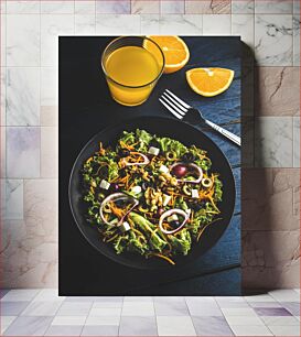 Πίνακας, Fresh Salad with Orange Juice Φρέσκια σαλάτα με χυμό πορτοκαλιού