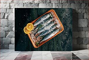 Πίνακας, Fresh Sardines with Lemon on Ice Φρέσκες σαρδέλες με λεμόνι στον πάγο