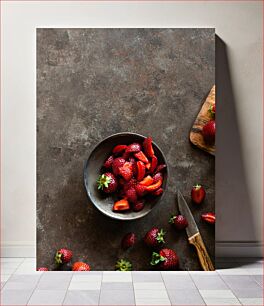 Πίνακας, Fresh Strawberries in a Bowl Φρέσκες φράουλες σε ένα μπολ