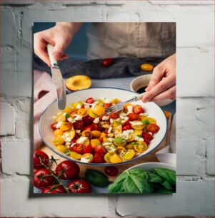 Πίνακας, Fresh Tomato and Cheese Salad Preparation Προετοιμασία σαλάτας με φρέσκια ντομάτα και τυρί