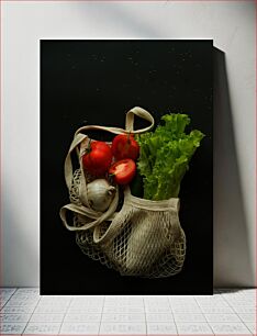 Πίνακας, Fresh Vegetables in Net Bag Φρέσκα λαχανικά σε δίχτυ τσάντα