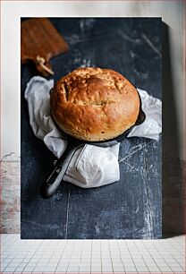 Πίνακας, Freshly Baked Bread in Skillet Φρεσκοψημένο ψωμί στο τηγάνι