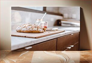 Πίνακας, Freshly Baked Bread on Cutting Board Φρεσκοψημένο ψωμί σε σανίδα κοπής