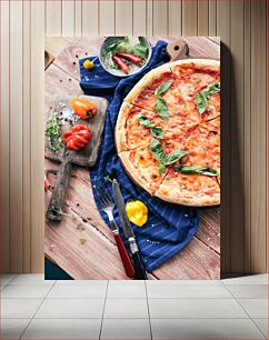 Πίνακας, Freshly Baked Pizza with Peppers Φρεσκοψημένη πίτσα με πιπεριές