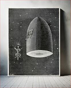 Πίνακας, From the Earth to the Moon direct in ninety-seven hours and twenty minutes, and a trip round it (1874) chromolithograph art by Jules Verne