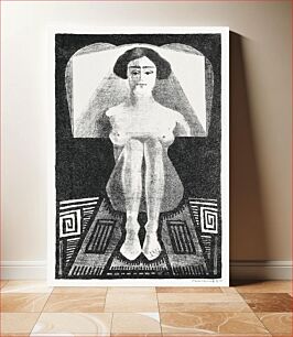Πίνακας, Front view of nude figure in geometric setting (Frontaal gezien, zittend naakt in geometrische omgeving) (1920) by Samuel Jes
