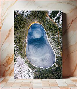 Πίνακας, Frozen Lake in a Forest Παγωμένη λίμνη σε ένα δάσος