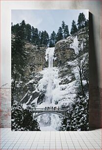 Πίνακας, Frozen Waterfall and Bridge Παγωμένος Καταρράκτης και Γέφυρα