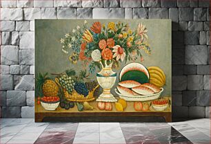 Πίνακας, Fruit and Flowers (mid 19th century) by American 19th Century