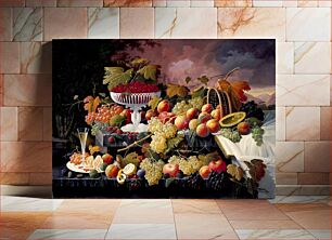 Πίνακας, Fruit Still Life in a Landscape by Severin Roesen