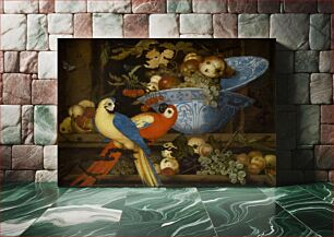 Πίνακας, Fruit Still Life with Two Parrots by Balthasar Van Der Ast