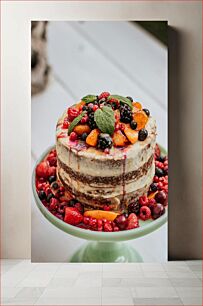 Πίνακας, Fruit-Topped Naked Cake Γυμνό κέικ με φρούτα