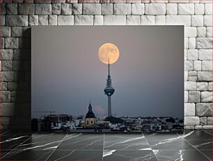 Πίνακας, Full Moon Over City Skyline Πανσέληνος πάνω από τον ορίζοντα της πόλης