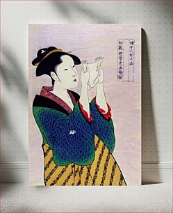 Πίνακας, Fumiyomu Onna by Utamaro Kitagawa (1753-1806), a traditional Japanese Ukyio-e style illustration of a Japanese woman portrait reading a letter