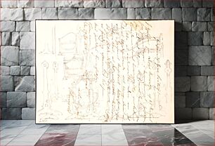Πίνακας, Furniture Sketches drawn over a letter
