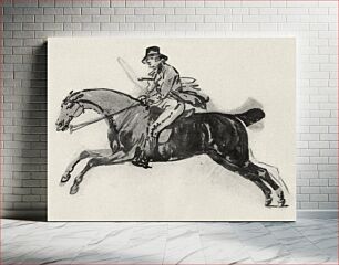 Πίνακας, Galloping Rider With Whip Under His Arm (1759–1817) watercolor art by Julius Caesar Ibbetson