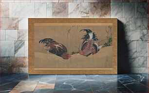 Πίνακας, Gamecocks (1838) by Katsushika Hokusai
