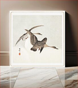 Πίνακας, Geese and Full Moon by Ohara Koson (1877–1945)