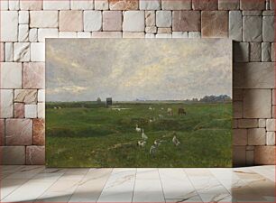 Πίνακας, Geese and sheep in the town field. Drag ear by Viggo Johansen