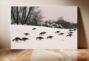 Πίνακας, Geese in Snowy Landscape Χήνες στο χιονισμένο τοπίο