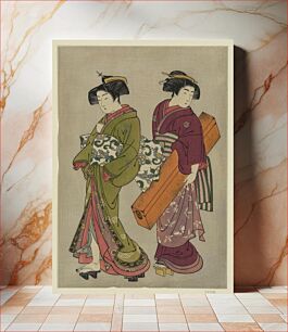 Πίνακας, Geisha to hakoya (1777) by Kitao Shigemasa