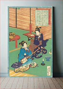 Πίνακας, Geisha with shamisen (from the series of 36 places of spring trips)