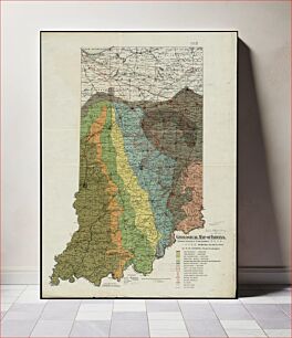 Πίνακας, Geological map of Indiana, showing location of stone quarries and natural gas and oil areas