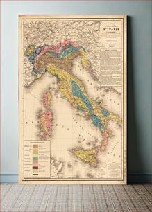 Πίνακας, Geological map of Italy, by H. de Collegno, professor of geology at the university of Bordeaux