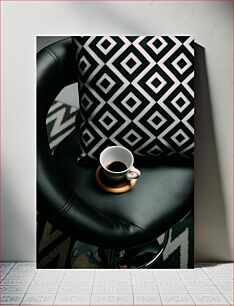 Πίνακας, Geometric Pillow and Coffee Cup Γεωμετρικό μαξιλάρι και φλιτζάνι καφέ