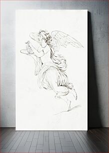 Πίνακας, Gevleugelde figuur met een kan op een dienblad, (1820) by Jonkvrouw Elisabeth Kemper