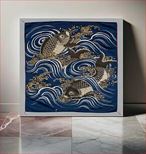 Πίνακας, Gift Cover (Fukusa) with Carp in Waves during Meiji period