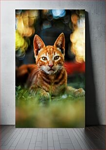 Πίνακας, Ginger Cat with Bokeh Background Γάτα τζίντζερ με φόντο Bokeh