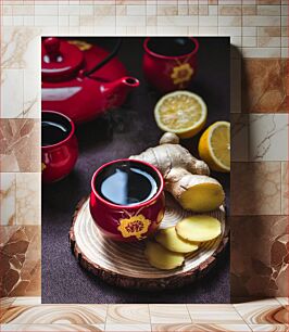 Πίνακας, Ginger Tea with Lemon and Teapot Τσάι Τζίντζερ με Λεμόνι και Τσαγιέρα