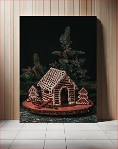 Πίνακας, Gingerbread House with Christmas Trees Gingerbread House με Χριστουγεννιάτικα Δέντρα