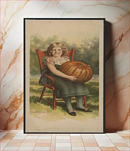 Πίνακας, [Girl in red chair with pumpkin]