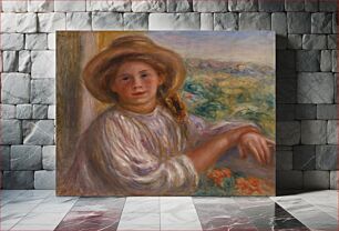 Πίνακας, Girl on a Balcony, Cagnes (Jeune femme au balcon, Cagnes) by Pierre Auguste Renoir