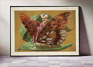 Πίνακας, Girl riding butterfly sitting on a leaf