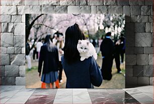 Πίνακας, Girl with a Cat in a Park Κορίτσι με μια γάτα σε ένα πάρκο