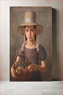 Πίνακας, Girl with fruits in a basket by Constantin Hansen