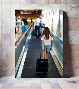 Πίνακας, Girl with Luggage at Airport Κορίτσι με αποσκευές στο αεροδρόμιο