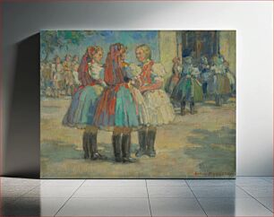 Πίνακας, Girls in costume by Elemír Halász-Hradil