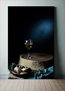 Πίνακας, Glass of Wine and Mushrooms Still Life Ποτήρι κρασί και μανιτάρια Νεκρή φύση