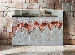 Πίνακας, Glasses of Refreshing Pink Wine Ποτήρια δροσιστικό ροζ κρασί