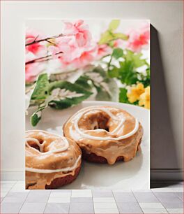 Πίνακας, Glazed Donuts with Flowers Λουκουμάδες γλασέ με λουλούδια