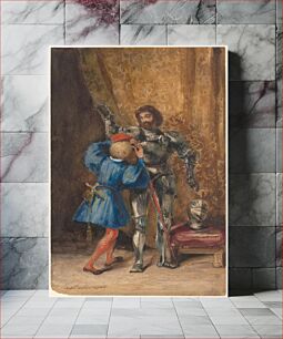 Πίνακας, Goetz von Berlichingen Being Dressed in Armor by His Page George, Eugène Delacroix