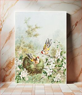 Πίνακας, Gold Finches and Their Nest in an Apple Tree (1878) by Harry Bright