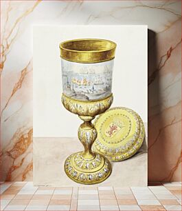 Πίνακας, Golden cup with lid, donated to Cornelis de Witt on the occasion of the Tour to Chatham, 1667 (1748) by Aert Schouman