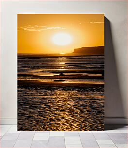 Πίνακας, Golden Sunset Over Calm Sea Χρυσό ηλιοβασίλεμα πέρα ​​από την ήρεμη θάλασσα